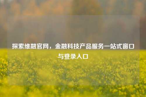 探索维融官网,金融科技产品服务一站式窗口与登录入口