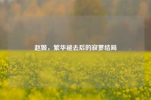 赵姬，繁华褪去后的寂寥结局