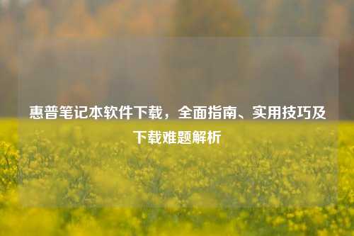 惠普笔记本软件下载,全面指南、实用技巧及下载难题解析