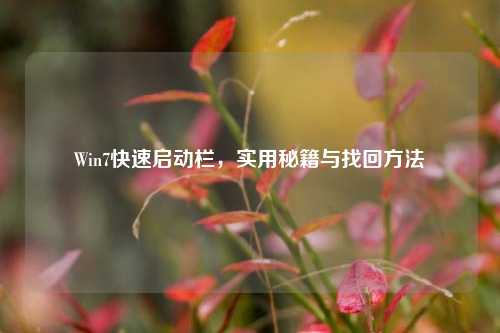 Win7快速启动栏,实用秘籍与找回