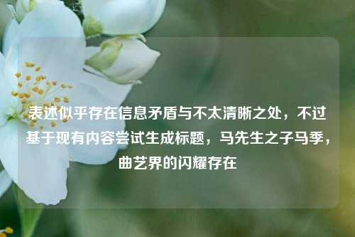 表述似乎存在信息矛盾与不太清晰之处,不过基于现有内容尝试生成标题,马先生之子马季,曲艺界的闪耀存在