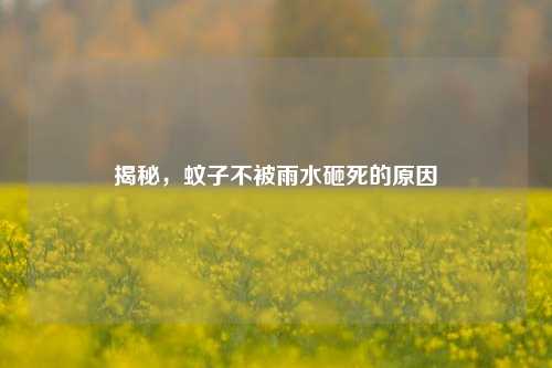 揭秘,蚊子不被雨水砸死的原因