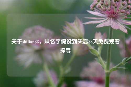 关于shilian33，从名字假设到失恋33天免费观看探寻