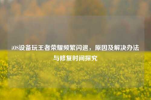 iOS设备玩王者荣耀频繁闪退，原因及解决办法与修复时间探究